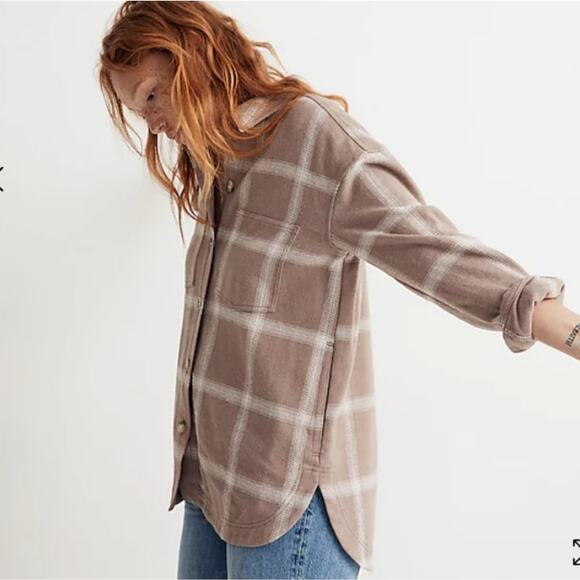Madewell Flannel Kentwood Oversized Shirt-Jacket in Windowpane. Medium - Picture 4 of 4